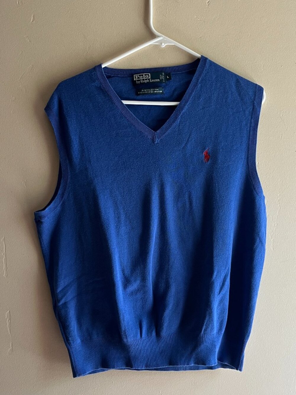 Polo by Ralph Lauren blue pima cotton sweater vest preppy academia golf coastal